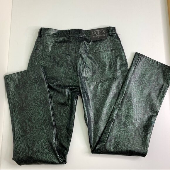 Guess Green Snakeskin Vintage 90's Pants Size 30 - Picture 6 of 11